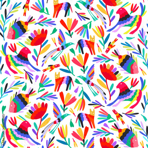Otomi Mexican Animal Seamless Pattern