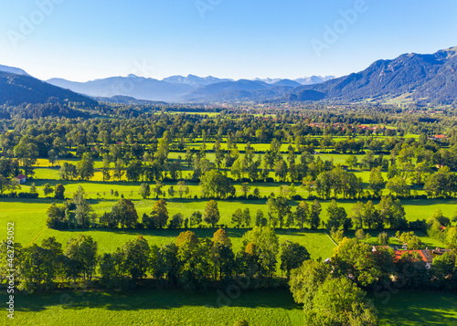 Scenic view of Natural monument hedge landscape at Gaissach, Lenggries, Isarwinkel, Upper Bavaria, Bavaria, Germany