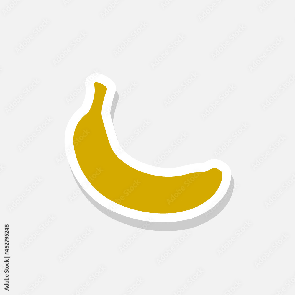 Banana icon, sticker isolated on white background