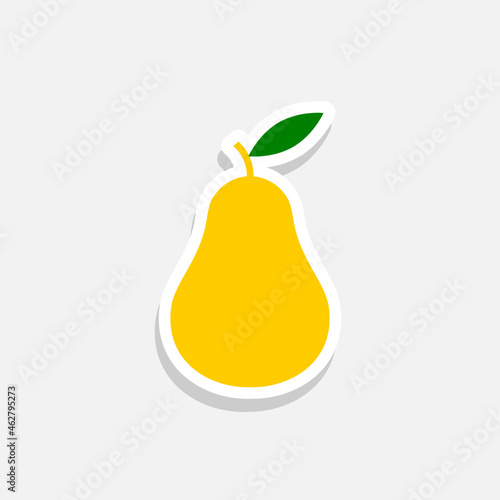 Pear sticker fruity icon isolated on white background