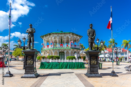 Dominican Republic, Puerto Plata, Independence Square, Sculptures of Juan Pablo Duarte and General Gregorio Luperon (r.) photo