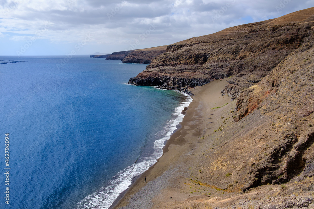 Spain, Canary Islands, Lanzarote,Yaiza, High angle view of sandy beach Playa del Pozo Spain, Canary Islands, Lanzarote,Yaiza, High angle view of sandy beach Playa del Pozo