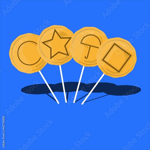 dalgona candy vector illustration, honeycomb candy toffee korean EPS 10