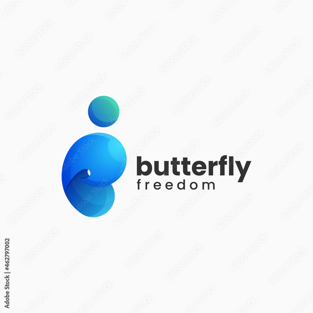 Vector Logo Illustration Butterfly Gradient Colorful Style.