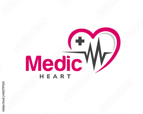 medical heart love pulse health logo template illustration