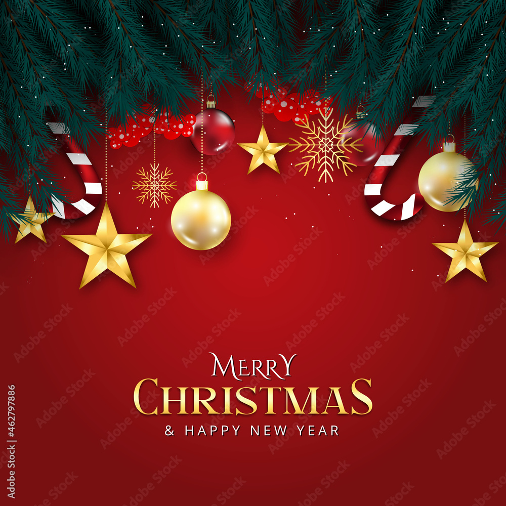 Red color merry Christmas background design 