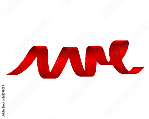 Shiny red satin ribbon isolated on a white background