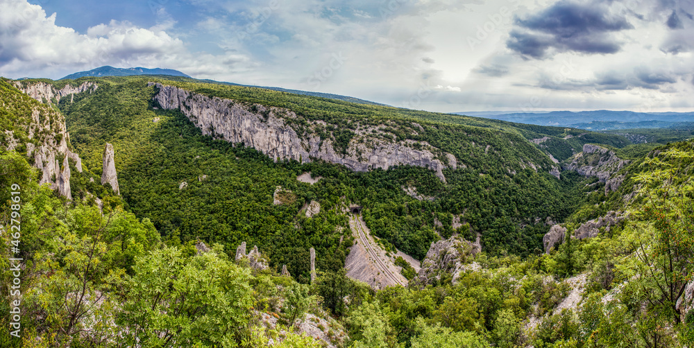 Lime columns in Vela Draga Canyon, Ucka Nature Park, Istria, Croatia foto  de Stock | Adobe Stock