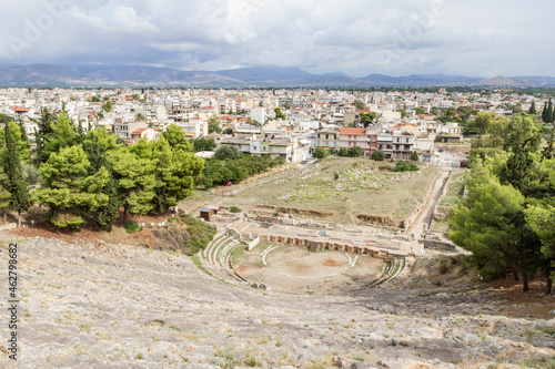 Greece, Argos, antique theater and townscape photo