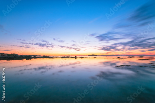 Sunset over the east bay, Firth of Forth, North Berwick, East Lothian, Scotland photo