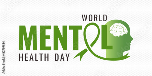 World Mental Health Day vector illustration background. October awareness moment. Charity and wellness program.