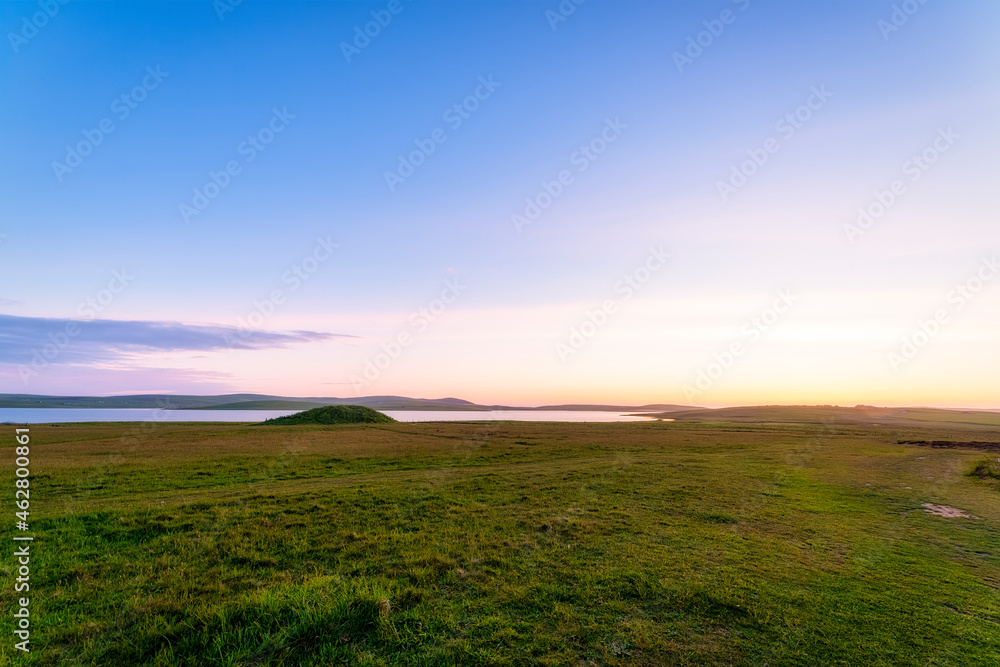 Scotland, Orkney Islands, Loch of Stenness at sunset Scotland, Orkney Islands, Loch of Stenness at sunset