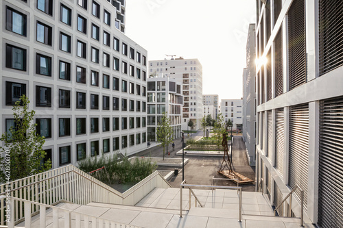 Modern high-rise residential building in Munich, Germany photo