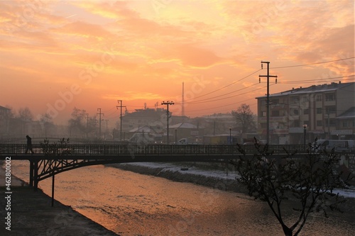 sunset on the bridge