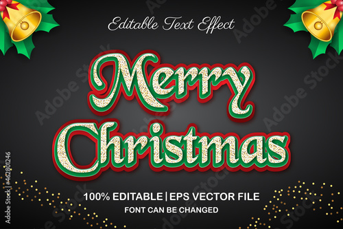 merry christmas editable text effect 3d style