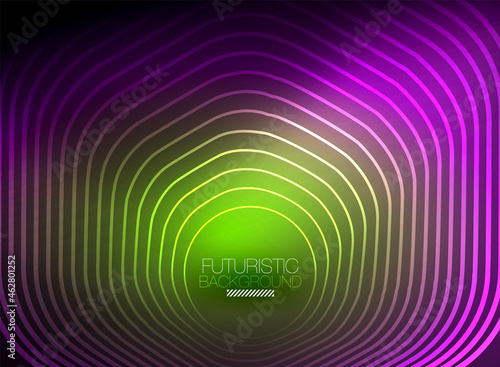 Neon color square shape lines abstract background. Shiny magic energy and motion concept, vector abstract wallpaper background