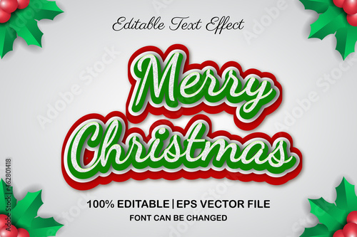 merry christmas editable text effect 3d style