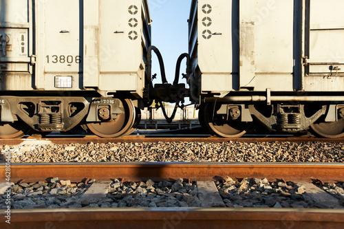 Cargo train on railroad track, Palapye, Botswana photo