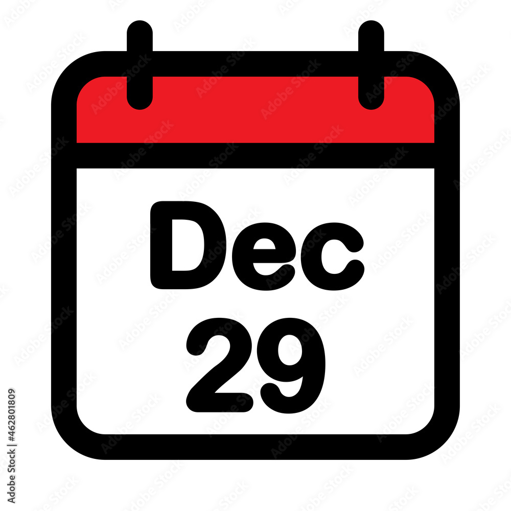 Twenty nineth December calendar icon Twenty nineth December calendar icon