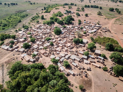 Burkina Faso, Niansongoni, Aerial view of village