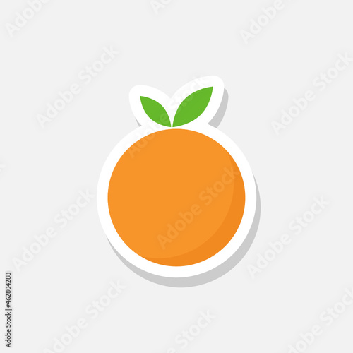 Orange fruit sticker icon isolated on white background