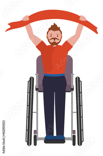 Soccer fan man in wheelchair