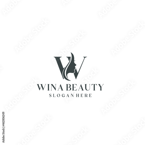 Letter W and Beauty Face logo concept ready for your brand