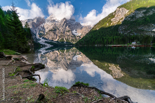 Pragser Wildsee, Braies Dolomites, Alto Adige, Italy photo