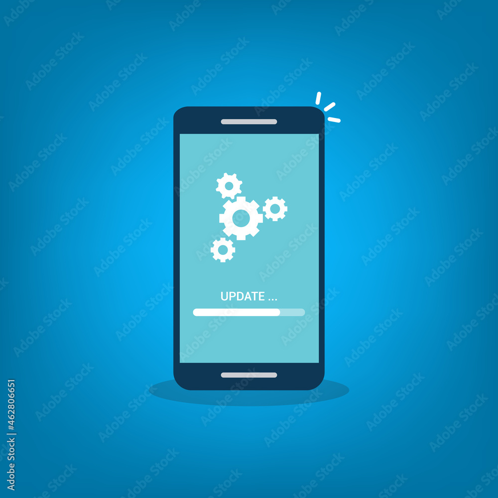 System software update, data update or synchronize with progress bar on the screen. System software update, data update or synchronize with progress bar on the screen.