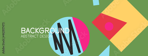 Abstract background. Blocks, lines, triangles, circles composition. Techno or business concept for wallpaper, banner, background, landing page