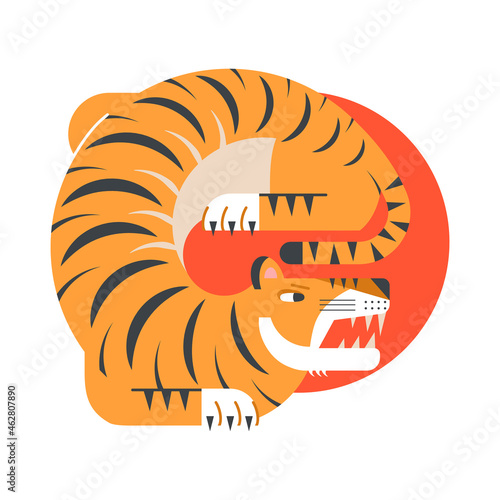 Tiger logo and vector colorful emblem for your brand or company design. Chinese symbol of the year concept. Year of Tiger. 
