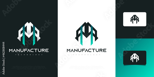 Abstract and Modern Real Estate Logo Design with Letter M and Futuristic Concept