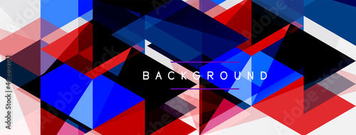 Color triangles composition, geometric abstract background. Techno or business concept, pattern for wallpaper, banner, background, landing page