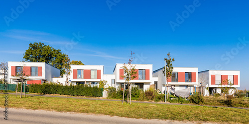 Germany, Stuttgart, development area with row of four one-family houses photo
