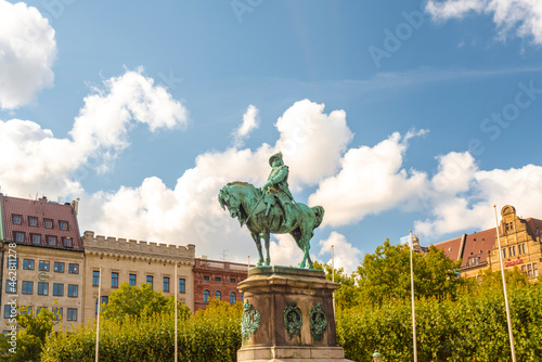 Sweden, Malmo, Karl X Gustav statue in town square photo