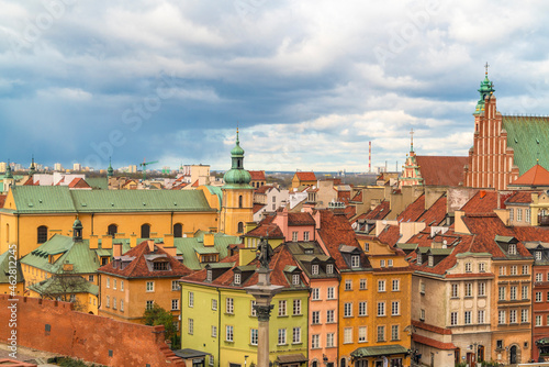 View to the old town from above, Warsaw, Poland photo