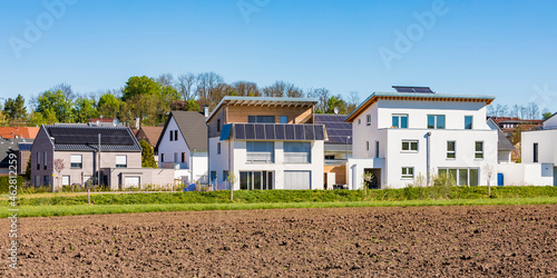 Germany, Magstadt, modern one-family houses with solar thermal energy