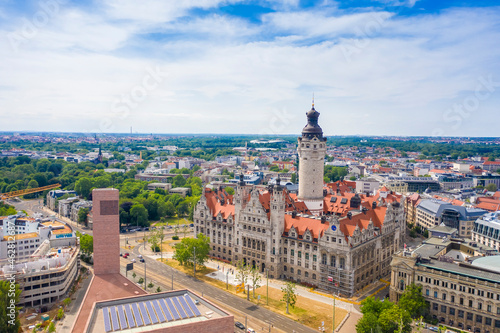 High angle view of New Town Hall in Leipzig city photo