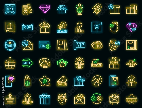 Customer loyalty program icons set outline vector. Member reward. System back