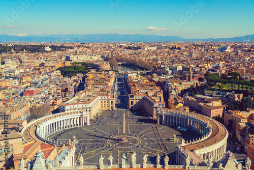 View from St. Peter's Basilica in the Vatican city, Rome, Italy photo