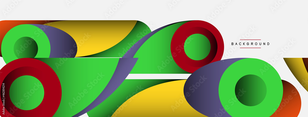 Fototapeta premium Abstract background. Minimal geometric circles and round style shapes with deep shadow effects. Trendy technology business template for wallpaper banner or background