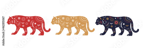 Chinese new year 2022 year of the tiger - Chinese zodiac symbol, Lunar new year concept, modern background design