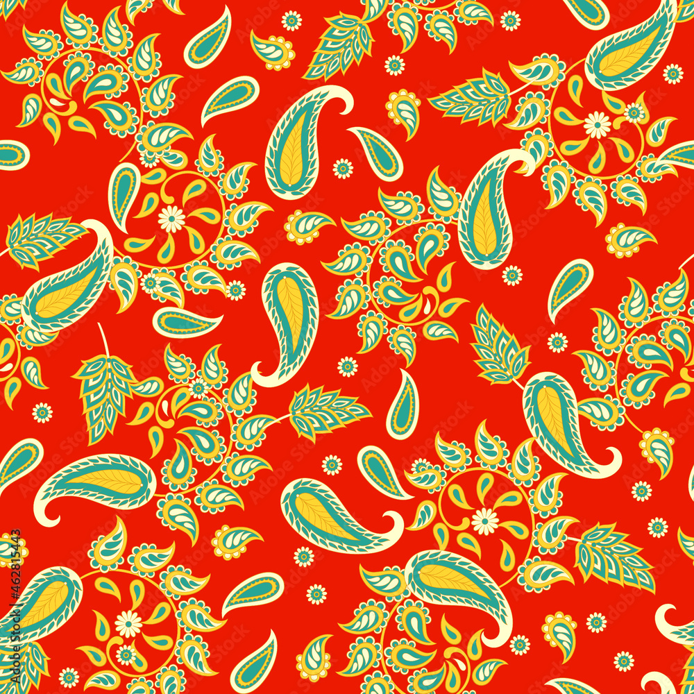 Paisley seamless floral pattern. Damask vintage background