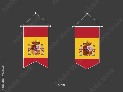 2 style of Spain flag. Ribbon versions and Arrow versions. Both isolated on a black background.