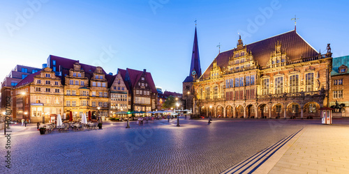 Germany, Free Hanseatic City of Bremen, market square, merchants houses, townhall, Bremen Roland, UNESCO World Heritage Site