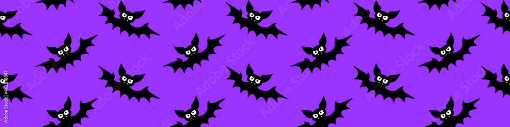Flying bats seamless pattern. Cute Spooky vector Illustration. Halloween backgrounds and textures in flat cartoon gothic style. Black silhouettes animals on sky. Flying bats seamless pattern. Cute Spooky vector Illustration. Halloween backgrounds and textures in flat cartoon gothic style. Black silhouettes animals on sky.