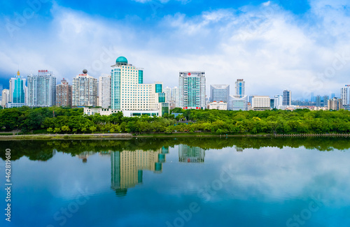 Urban environment of Nanhu Park in Nanning, Guangxi