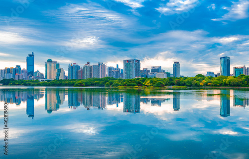 Urban environment of Nanhu Park in Nanning, Guangxi