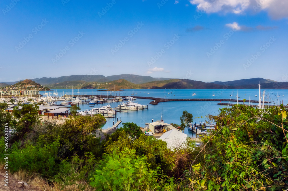 Australia, Queensland, Airlie Beach, Sky over harbor of coastal town Australia, Queensland, Airlie Beach, Sky over harbor of coastal town