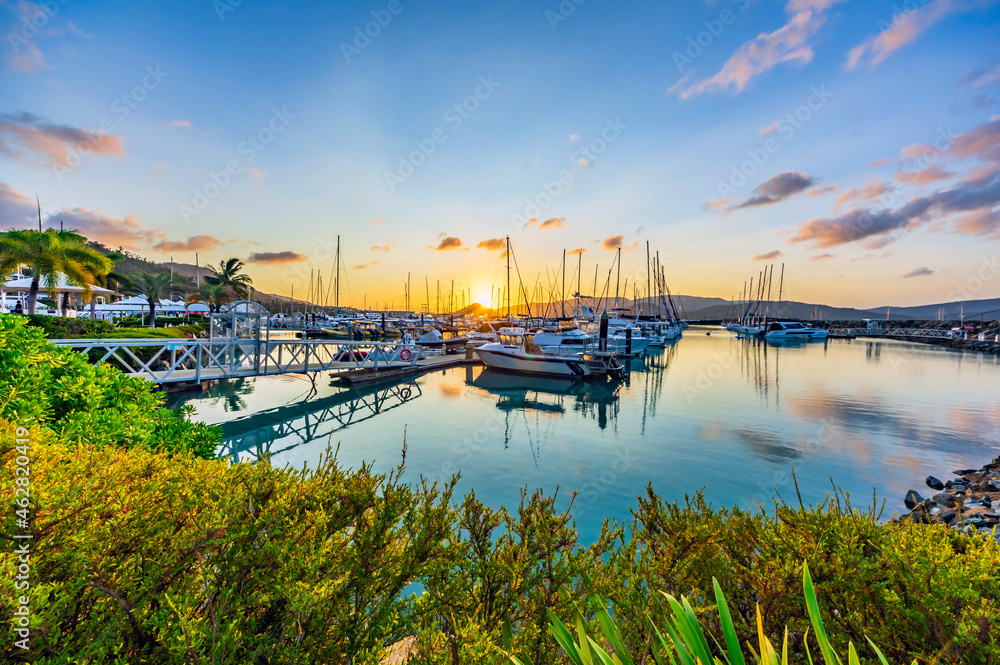 Australia, Queensland, Boats in harbor near Airlie Beach Australia, Queensland, Boats in harbor near Airlie Beach